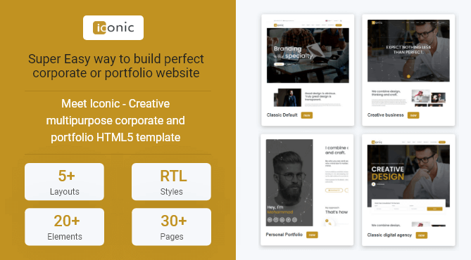 Iconic - Creative Multipurpose Corporate and Portfolio HTML5 Website Template