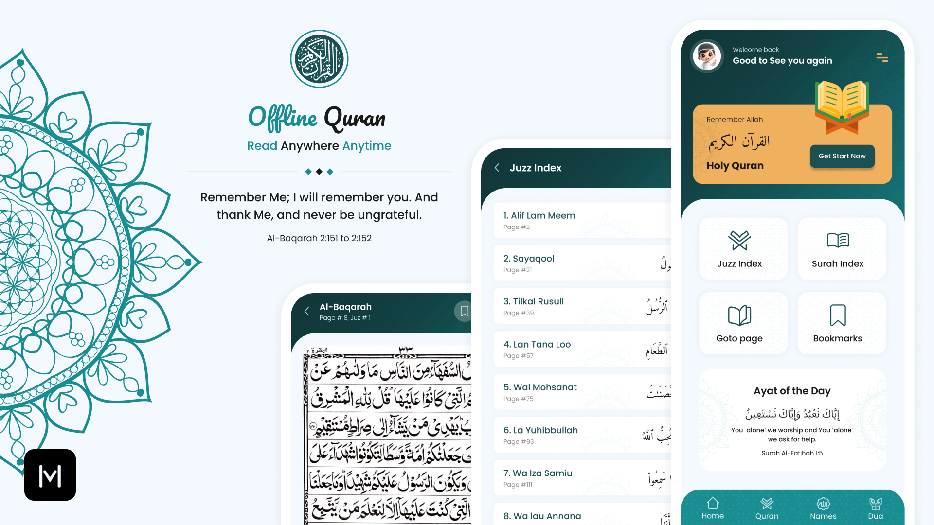 Offline Quran App UI + Interactive Prototype — Free to Use!